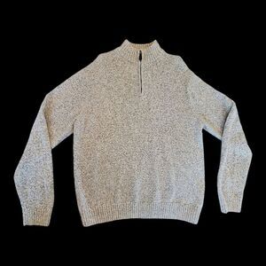 Chaps Men's Sweater Mock Neck Quarter Zip Pullover Cream Twist Cotton UNWORN XL